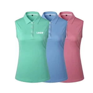 Custom Moisture Wicking Golf Uniforms Tops Polyester Spandex Sport Women’s Sleeveless Golf Shirts