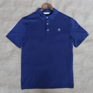 Custom Navy Sports Nylon Spandex Polo Tennis Shirt for Men Breathable Quick Dry Golf Polo Performance Apparel OEM ODM Supplier
