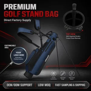 Custom Nylon Golf Stand Bag Mini Lightweight Carry Bag 2 Way Sunday Golf Bag with Double Strap Direct Golf Bag Factory