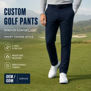 Custom OEM 4-way Stretch Navy Blue Golf Pants Men Moisture Wicking Breathable Athletic Sport Trousers