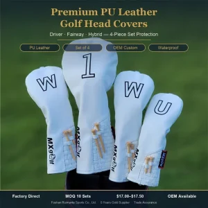 Custom OEM Golf PU Leather Driver Club Head Cover with Number Tag Model 1 (Guangdong)