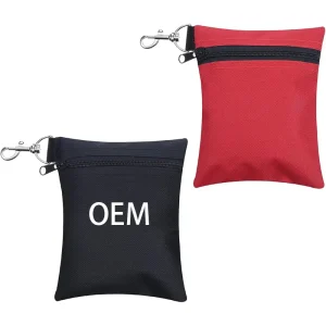 Custom OEM Golf Storage Bag Small Golf Tee Pouch with Clip Durable Nylon Zipper Golf Accessories Bag