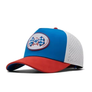 Custom OEM Racing Style Perforarted Hat Custom Logo Rubber Patch Adjustable Snapback 5 Panel Quick Dry Hat Water Resistant Cap