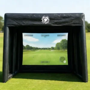 Custom Outdoor Portable Airtight PVC Inflatable Screen Golf Driving Practice Simulator Tent With High Impact Screen