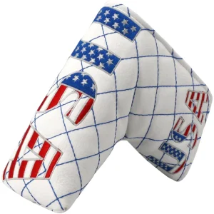 Custom PM Brand Waterproof PU Leather Golf Head Covers Set USA Flag Plaid Embroidery China Professional Tournament Gift