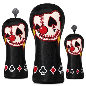 Custom PU Embroidered Golf Club Head Cover Set for Driver, Fairway, and Hybrid Clubs, Waterproof