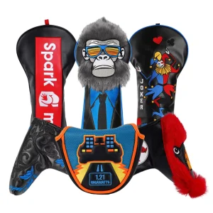 Custom PU Leather Golf Accessories Custom Golf Clubs Driver Head Cover Monkey Embroidery Golf Headcovers