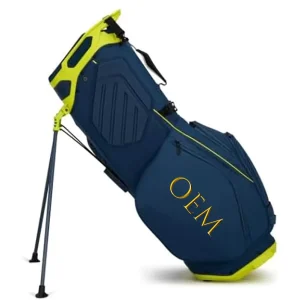 Custom PU Leather Golf Cart Bag with 14-Way Divider, Handles, Rain Cover, and Embroidered Logo