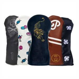 Custom PU Leather Golf Club Headcover Set for Driver, Hybrid, and Putter, Embroidery