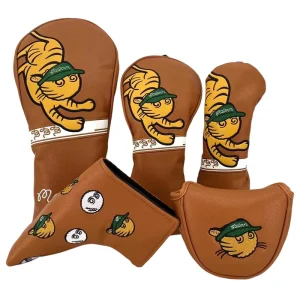 Custom PU Leather Golf Club Headcover with Magnetic Closure for Driver and Putter, Waterproof, Direct Factory