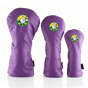 Custom PU Leather Golf Driver Wood and Utility Club Head Cover Waterproof with Elastic Band Closure