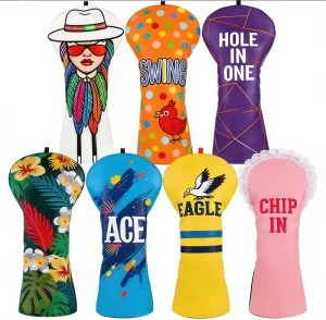 Custom PU Leather Golf Driver and Wood Club Headcover