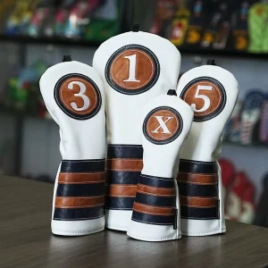 Custom PU Leather Golf Headcover Set for Driver Hybrid Fairway Wood