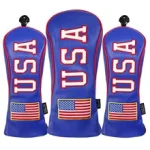 Custom PU Water Resistant Golf Driver Head Cover with Star Pattern and Zipper Closure Golf Club Covers