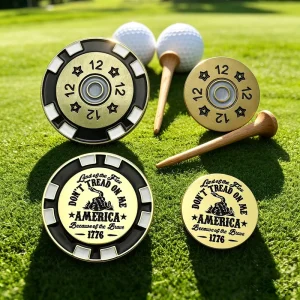 Custom Pantone Color Metal Golf Poker Chips Set Sequential Numbering Custom Designs Golf Poker Chips