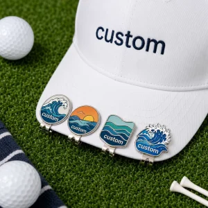 Custom Personality Ocean Wave Logo Golf Hat Brim Clip with Strong Magnetic Golf Ball Marker Luxury Golf Accessories