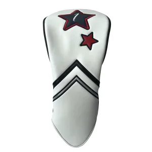 Custom Personalized Black and White Leather Golf Head Cover with Logo or Blank Options