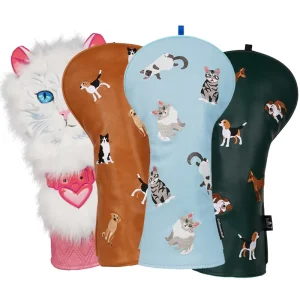 Custom Pet Golf Headcover Plush Furry PU Leather Cat and Dog Embroidery Driver Fairway Hybrid Covers OEM ODM Golf Head Cover