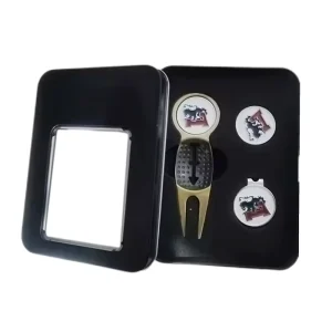 Custom Plated Metal Golf Box Set Modern Divot Repair Tool Ball Markers Hat Clip Gift for Golf Lovers