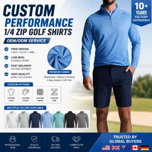 Custom Print Teen Performance Pullover Golf Jacket Sports Hoodies Golf Clothing Quarter Zip Pullover for Men Polo Shirt