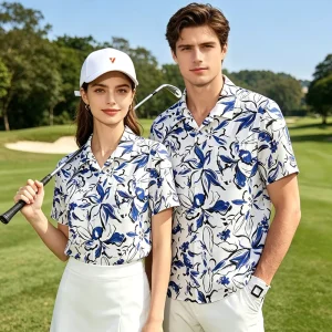 Custom Printed Design Unisex Golf Polo Shirt with Four Way Stretch UV Protection Moisture Wicking