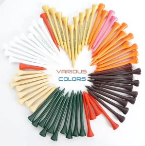 Custom Printed Golf Tees in Natural Wood and Colored Bamboo, OEM Available
