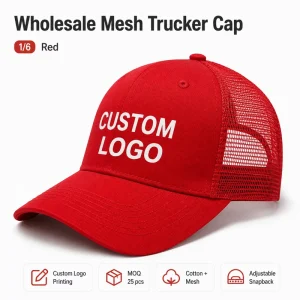Custom Printed Logo Mesh Trucker Cap Cotton Front Adjustable Snapback Hat For Promotional Brand Orders