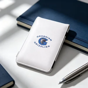 Custom Printed Logo Portable Pocket Golf Score Book Leather Cover White PU Leather Golf Score Card Holder with Elastic