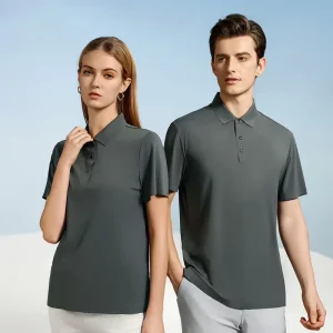 Custom Printed Logo Quick Dry Casual Unisex Golf T Shirt Women Cool Fabric Knitted Plain Polyester Nylon Men