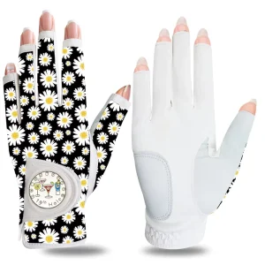 Custom Printed Women’s Golf Gloves Breathable Non Slip Fingerless Design Velcro Closure Premium Quality Fit for Left