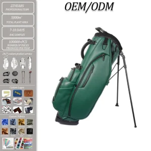 Custom Professional PU Hybrid Golf Stand Bag with Waterproof Durable Design Zipper Closure 9*35IN Size for Men