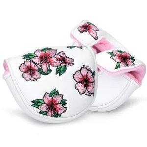 Custom Putter Cover Embroidery Flowers Golf Putter Headcover Mallet