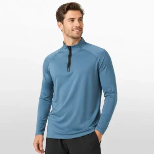 Custom Quick Dry Compression 1/4 Zipper Men’s Fitness Quick Drying Golf T-shirt Long Sleeved Stand Collar Running Men T-Shirts