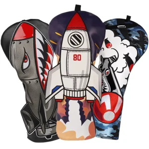 Custom Rocket Golf Headcovers Missile Driver Fairway Wood Hybrid Club Covers PU Leather Aviation Theme Golf Head Cover
