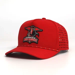 Custom Rubber Patch Men 5 Panel Laser Cut Hole Perforated Gorras Waterproof Sport Baseball Cap Quick Dry Performance Golf Hat