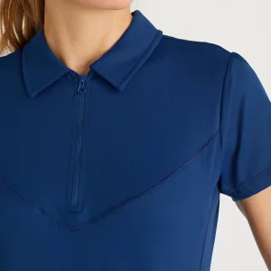 Custom Short Sleeve Women Golf Clothing Golf Tennis Zip Neck Turn Down Collar Polo Shirt Polyester Spandex T shirts