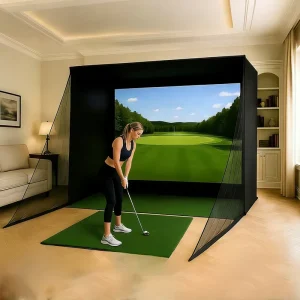 Custom Size Golf Simulator Cage Net Indoor Enclosure Tent with Impact Screen Hitting Cage Frame for Outdoor Indoor