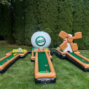 Custom Size Portable Inflatable Golf Field Mini Golf Games 3 Holes Golf Court PVC Toy for Parties and Events for Sale