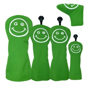Custom Smile Print Canvas Golf Club Head Covers for Driver Wood Hybrid