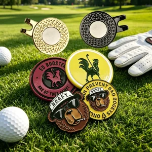 Custom Soft Enamel Metal Luxury Magnetic Golf Ball Marker Personalized and 3D Embroidery, Golf Hat Necklace for Engraving