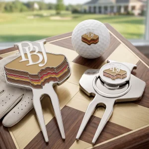 Custom Soft Enamel Nickel Plated Golf Divot Set With Magnetic Ball Marker Zinc Alloy Custom Shape Golf Gift