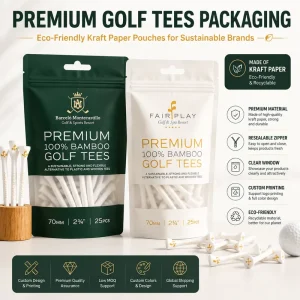 Custom Stand Zipper Pouch for Golf Tees Packaging Eco Friendly Biodegradable LDPE Plastic Gravure Printed Resealable Bag OEM