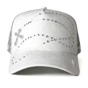 Custom Suede Rhinestone Satin Lined 5 Panel Sports Baseball Cap