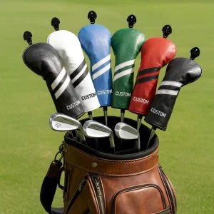 Custom Thermal Transfer Printed Durable PU Leather Golf Club Headcover for Driver & Wood All Seasons Protection Cover
