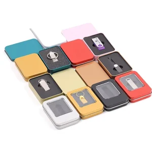 Custom Tinplate Flip Hardware Accessories Iron Box Golf Cap Logo Rectangular Packaging Box U Disk 87*60 Agriculture