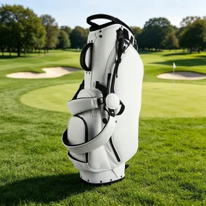 Custom Trend High Quality Personalized Logo Tags Waterproof Lightweight White PU Leather Hybrid Golf Stand Caddy Bags for Men
