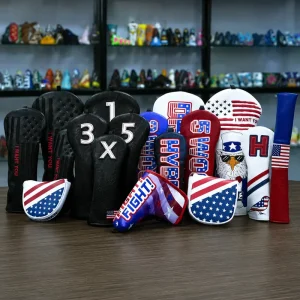 Custom USA Flag Golf Headcovers Driver Fairway Wood Hybrid Putter Covers American Golf Accessories OEM ODM Golf Club Head Cover