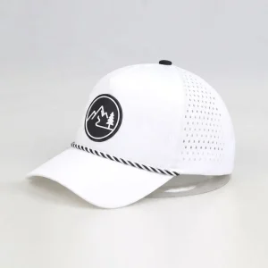 Custom Unisex 5 Panel Quick Dry Hydro Fit Waterproof Breathable Performance Laser Holes 100% Polyester Sporty Leopard Golf Rope