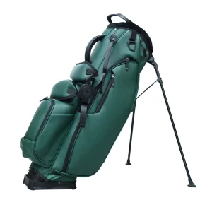 Custom Vintage Green Pebble Grain PU Leather Golf Stand Bag, Waterproof, for Men and Women