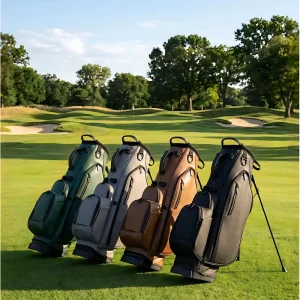 Custom Vintage Waterproof PU Leather Golf Stand Bag Custom Logo Durable Lightweight Portable Multi-Functional Zipper Closure